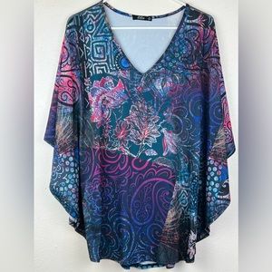 Lily by Firmiana Women's Floral Butterfly Sleeve Top